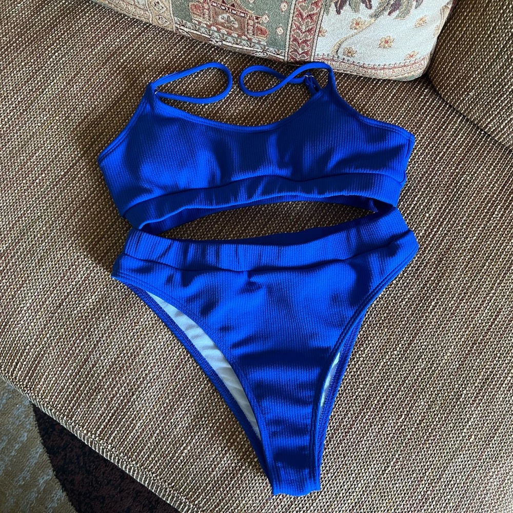 ✅SHEIN - Royal Blue Two Piece High Waisted Bikini!